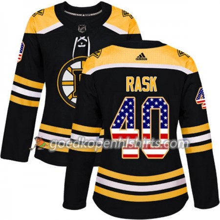 Boston Bruins Tuukka Rask 40 Adidas 2017-2018 Zwart USA Flag Fashion Authentic Shirt - Dames